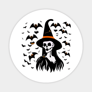 Spooky Halloween Skull Witch Magnet